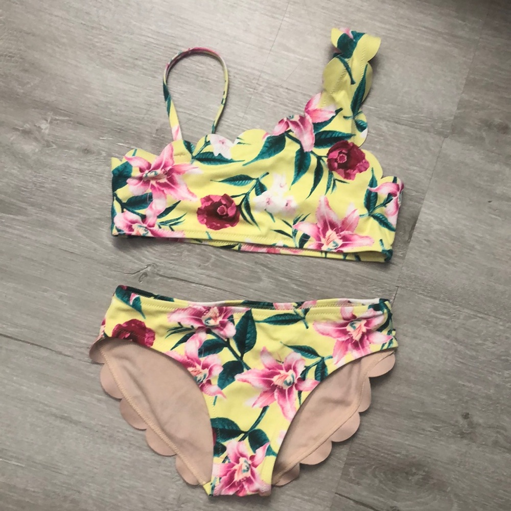 Yellow Floral 2 Piece Swimsuit